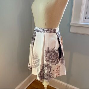 F21 Watercolor Floral White Pleated Skirt NWT